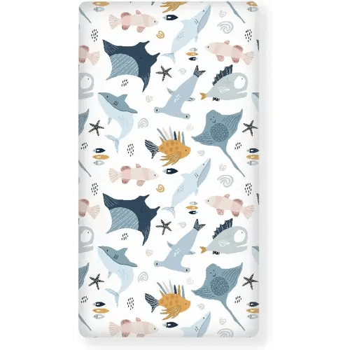 Colorful Fishes Fitted Crib Sheet Ocean Animals Baby Crib Sheet Fit Standard Crib and Toddler Mattress,Crib Mattress Sheets for Boys Girls 28"x52"