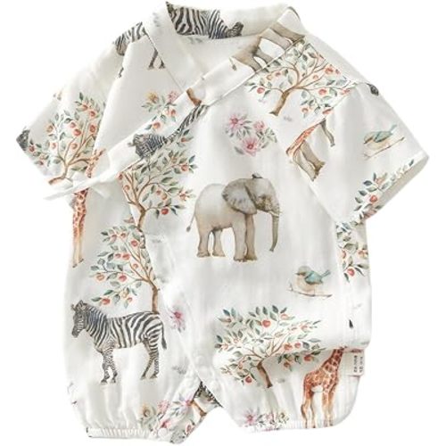 BINIDUCKLING Newborn Kimono Baby Japanese Clothes Summer Romper Muslin Cotton & Viscose from Bamboo