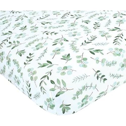 Hudson Baby Unisex Baby Cotton Fitted Crib Sheet, Eucalyptus, One Size