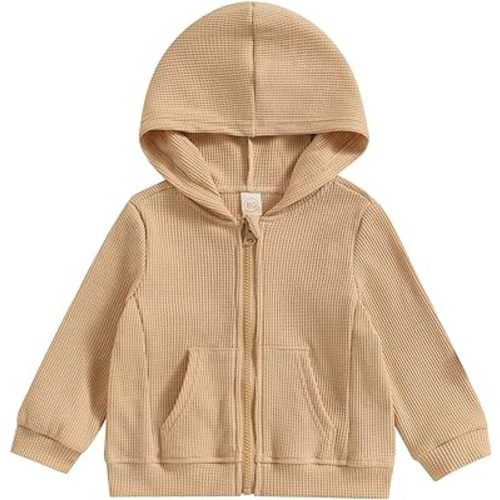 Toddler Baby Boy Girl Fall Clothes Solid Color Waffle Zipper Hoodie Sweatshirt Infant Zip-Up Jacket Coat