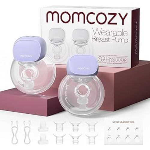 Momcozy Hands Free Breast Pump S9 Pro Updated, Wearable Breast Pump of Longest Battery Life & LED Display, Double Portable Electric Breast Pump with 2 Modes & 9 Levels - 24mm, 2 Pack Purple