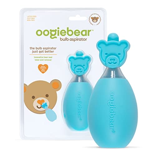 oogiebear Bulb Aspirator — The Safe Baby Nose Sucker | Baby Nasal Aspirator for Newborn Infants and Toddlers | BPA Free Clear Nose Baby Booger Sucker - Blue