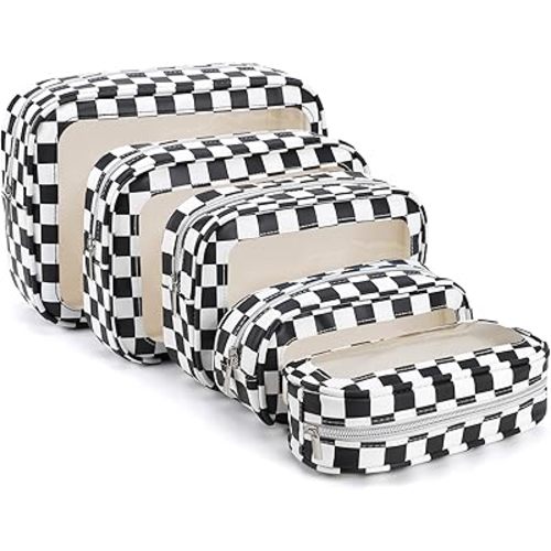 YOPCDJ 5PCS Diaper Bag Organizer Pouch Set, TSA Approved Toiletry Bag，Clear Waterproof TPU Makeup Bag Set Travel Organizer Bags for Women and Kids