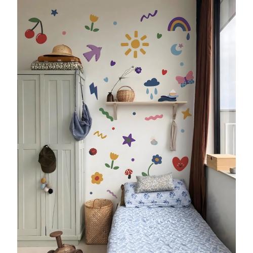 Colorful Doodle Wall Decals | Kids Room Stickers | Playroom Wall Art | Peel and Stick