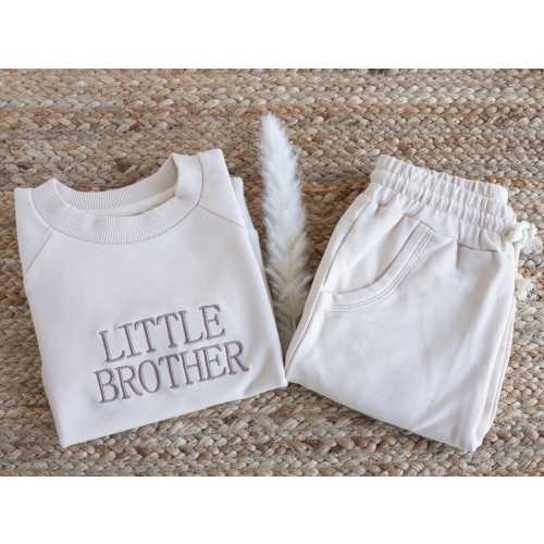 Embroidered Little Brother Sweatshirt Jogger Set