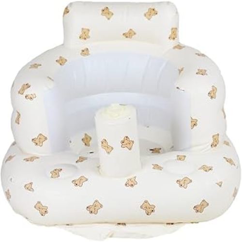 Inflatable Baby Seat, Inflatable Baby Chair for Babies 3 Months and Up Summer Baby Inflatable Seat for Sitting Up, Blow Up Baby Floor Seat with Built in Air Pump, Bear