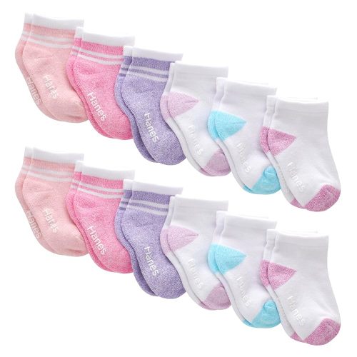 Hanes Baby and Toddler, Non-Slip Grip Ankle Socks, Boys' and Girls', Multipacks