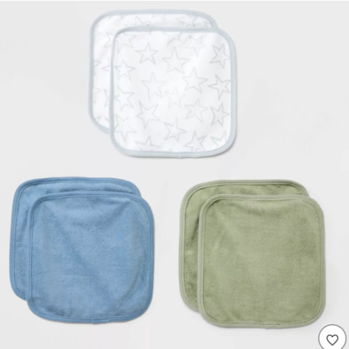Baby 6pk Washcloth Set - Cloud Island™: Extra Lightweight Cotton-Polyester Blend, Machine Washable