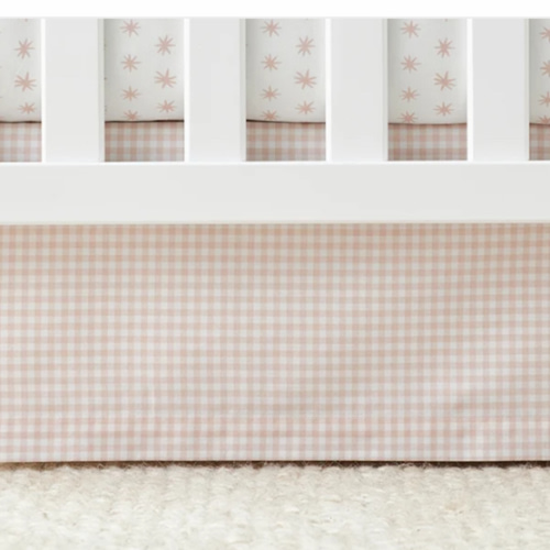 Ditsy Gingham Classic Cool Organic Cotton Percale Tailored Crib Skirt