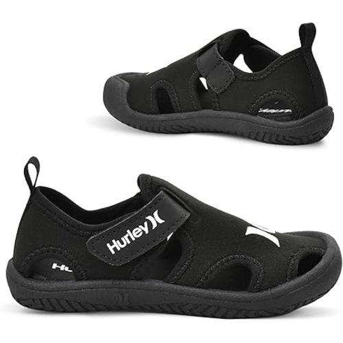 Hurley Kona Toddler Water Shoes - Beach Essentials, Girls and Boys Closed Toe Sandals, Lightweight, Breathable, Kids Water Shoes with Non-Slip Sole and Adjustable Straps, Outdoor Toddler Swim Shoes