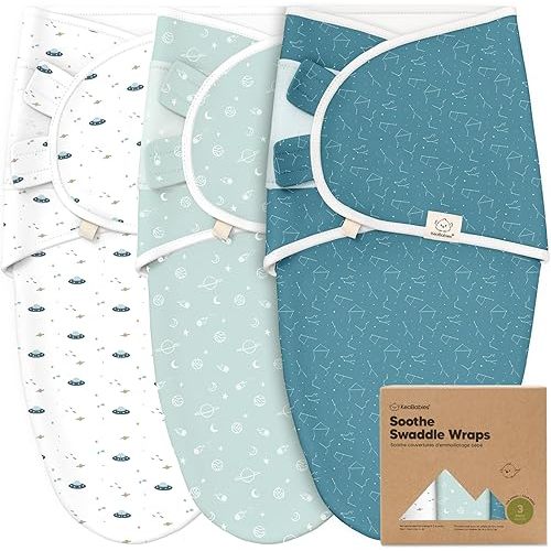 3-Pack Organic Baby Swaddle Sleep Sacks - Newborn Swaddle Sack, Ergonomic Baby Swaddles 0-3 Months, Swaddles for Newborns, Baby Sleep Sack, Baby Swaddle Blanket Wrap, Baby Essentials (Galaxy)