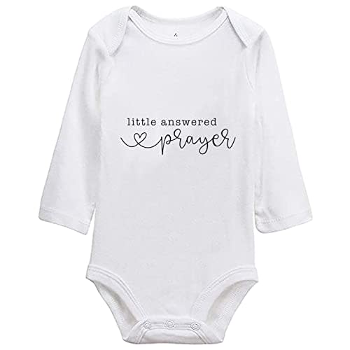 Little Answered Prayer Infant Reveal Ideas Pregnancy Baby Announcement Bodysuit Girl And Boy 0-12M