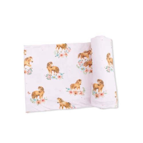 Stretch Swaddle, Pink Ponies
