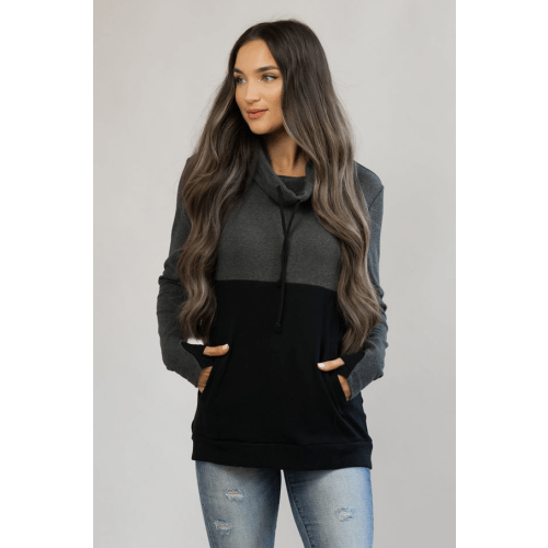 Nursing Pullover with Hidden Zipper – Dark Gray/Black