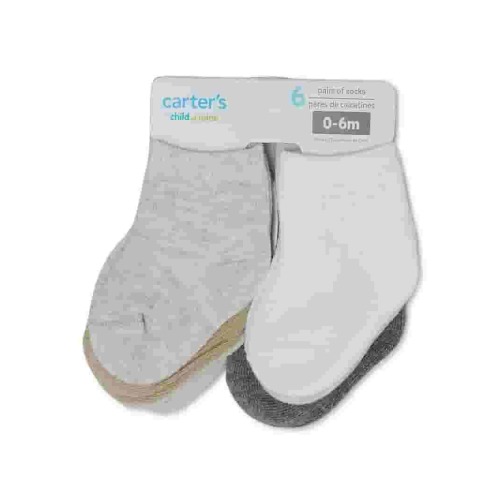 Carter's Child of Mine, Infant Baby Boy Ribbed Crew Socks, 6 Pack, Size 0-12 Months