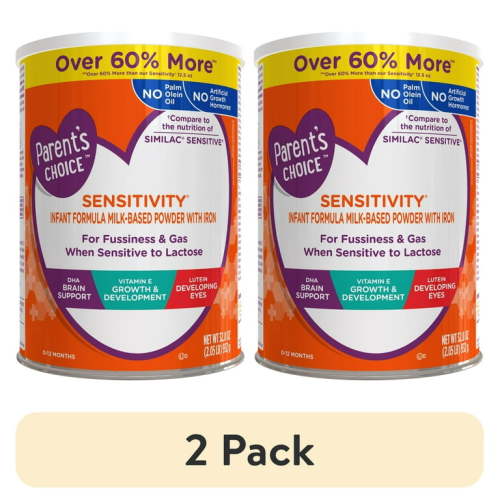 (2 pack) Parent's Choice Sensitivity Infant Formula Powder with Iron; for Fussiness and Gas, 32.8 oz Canister