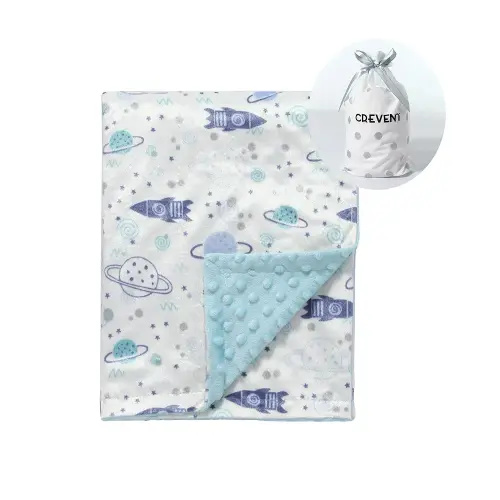 CREVENT Minky Baby Blanket for Girls Boys, Soft Plush Receiving Blanket for Newborns - 30x40 Inches (Space)