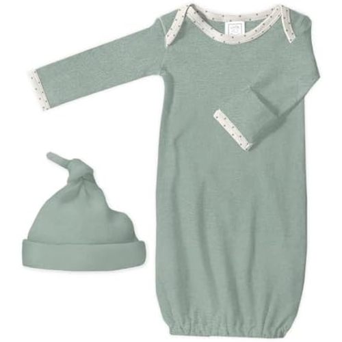SwaddleDesigns Softest Cotton Baby Pajama Gown with Foldover Mitten Cuffs for Infant Boy and Girl, Newborn, 0-3 Months