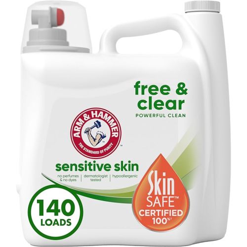 Arm & Hammer Sensitive Skin Free & Clear, 140 Loads Liquid Laundry Detergent, 140 Fl oz