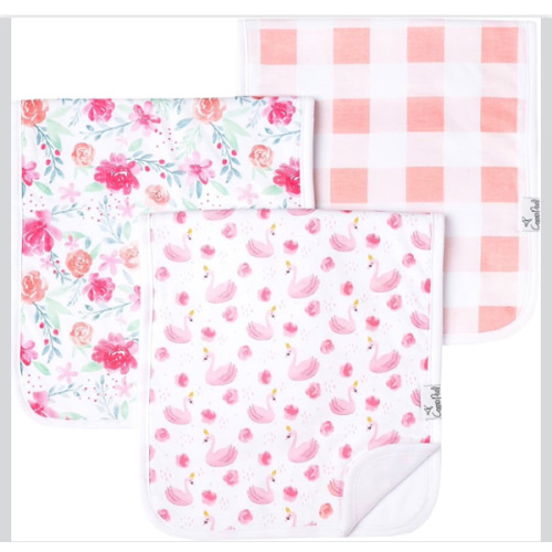 Copper Pearl Premium Baby Burp Cloths - 3-Pack Large Cotton Burp Cloths, Extra Soft Spit Up Rags with 3 Absorbent Layers, Perfect for Baby Girl Gifts (21" x 10" Size, June Set)