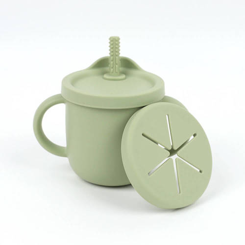 2-in-1 Silicone Snack & Drink Cup with Straw - Toddler’s Spill-Proof Dual-Handle Training Cup