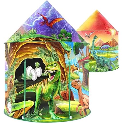 Dinosaur Kids Play Tent Boys Girls Indoor Outdoor Pop Up Tents Foldable Toddler Baby Playhouse Child Playroom Children's Pretend Party Toy Fort House Birthday Gift Camping Games Supplies