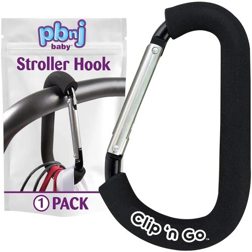 Stroller Hooks for Hanging Diaper Bags - Mommy Stroller Clip and Stroller Accessories Organizer Hook - Large Carabiner Clips for Mom Purse Shopping Grocery Bag and Accessory - (1 Pack)