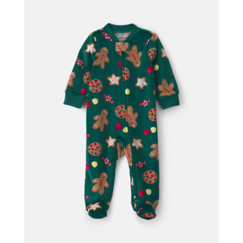Baby Christmas Gingerbread 2-Way Zip Sleep & Play Pajamas - Green | Carter's