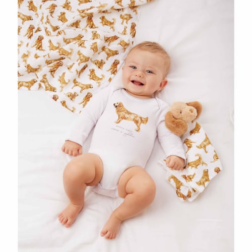 Golden Dog Bodysuit and Bib Set | Mud Pie