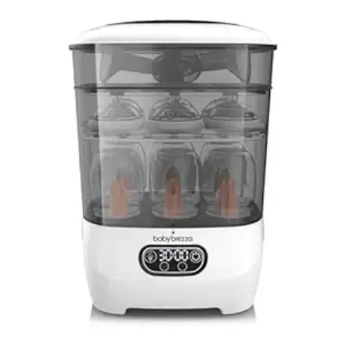 Baby Brezza Bottle Sterilizer and Dryer Advanced – Electric Steam Sterilization Machine Universal Sterilizing for All Bottles: Plastic + Glass Pacifiers Breast Pump Parts - HEPA Filtration - White