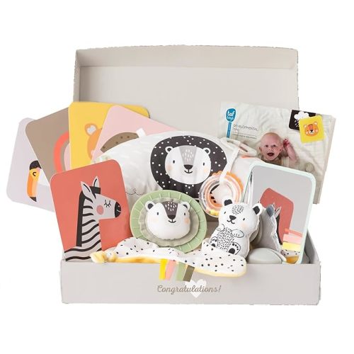Taf Toys Black and White Newborn Kit - 10 Black and White Baby Toys, High Contrast Baby Toys for Newborn, Baby Essentials Must Haves, Tummy Time Toys for Motor Skills Infants Babies 0 3 6 Months - Assorted