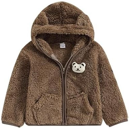 Meiweileya Baby Girl Boy Fleece Zip Up Hoodie Bear Ears Fuzzy Jacket Hooded Teddy Coat Winter Shacket Warm Outwear Cardigan