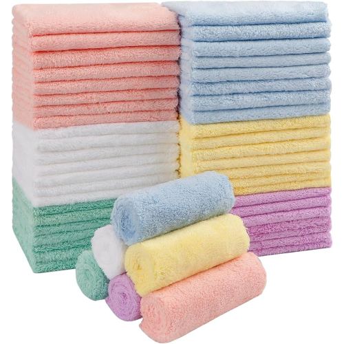 HOMEXCEL Baby Washcloths 50 Pack, Microfiber Coral Fleece Baby Bath Face Towel 7 x 9 Inch Extra Absorbent and Soft Burp Cloth and Wash Cloths for Newborn,Infants and Toddlers, Gentle On Sensitive Skin