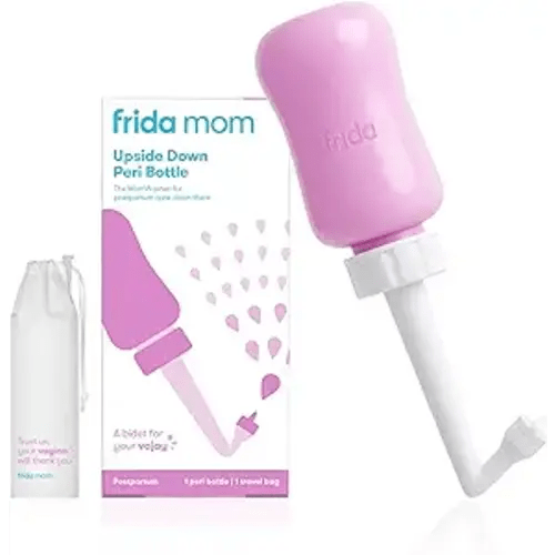 Frida Mom Upside Down Peri Bottle for Postpartum Care, Portable Bidet Perineal Cleansing and Recovery for New Mom, The Original Fridababy MomWasher - Pink