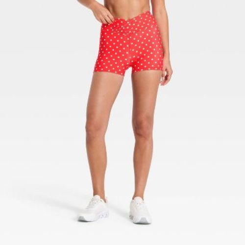 Women's Crossover Cinched Bike Shorts 3" - JoyLab™ Red Polka Dot XS