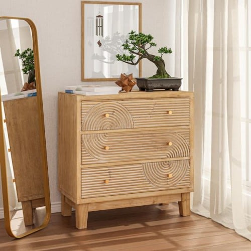 Rustic Farmhouse 3-Drawer Nightstand