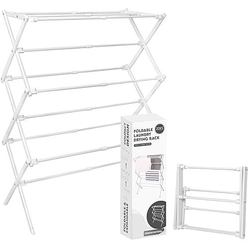 2024 Enhanced Clothes Drying Rack | Foldable Drying Rack Clothing for Laundry | Small Collapsible Portable Dryers for Laundry | Use for Indoor & Outdoor | White 37.5"x29"x12"