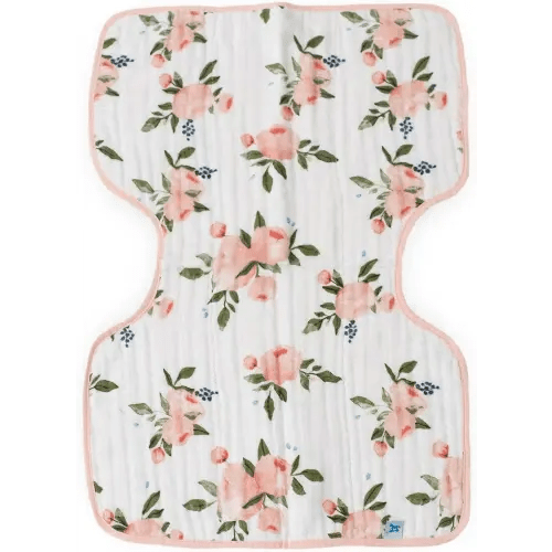 Little Unicorn Cotton Muslin Burp Cloths | 100% Cotton | Multi-Layer | Ultra Absorbent & Soft | Reversible | Large 21 x14 (Watercolor Roses)