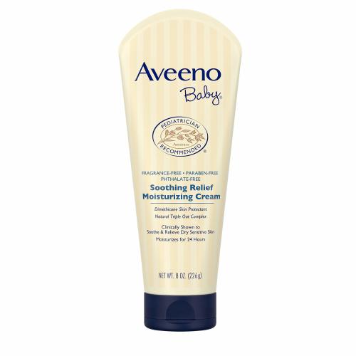 Aveeno Baby Soothing Relief Moisturizing Cream with Natural Oat Complex for Dry Sensitive Skin, Fragrance-free & Paraben-Free, 8 oz