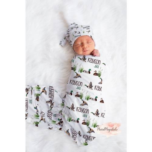 Mallard Duck Baby Swaddle, Duck Swaddle Baby Blanket, Personalized Swaddle Blanket, Custom Duck Hunter Baby Swaddle, Duck Hunting Photo Prop