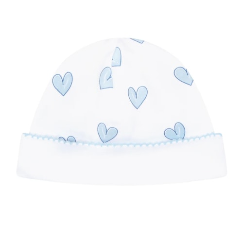 Heart Print Hat - Blue