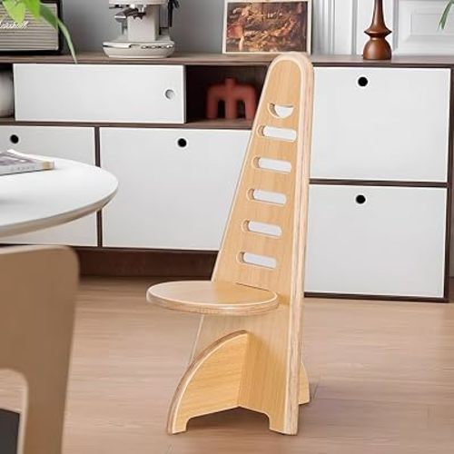 CottonColors Oak Wood Adjustable Height Accent Chair - 6-Level Multi-Purpose Living Room & Reading Chair with Solid Wood Construction - Versatile Kids Chair for Home Decor (200 lbs Capacity)