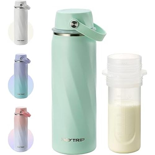 HEYTRIP Breastmilk Cooler Bottle, 20oz Portable Breast Milk Chiller Storage, Stainless Steel Reusable Breastfeeding Essentials for Baby, 36+ Hours Cooling For Travel & Outdoor, TSA Approved, Green