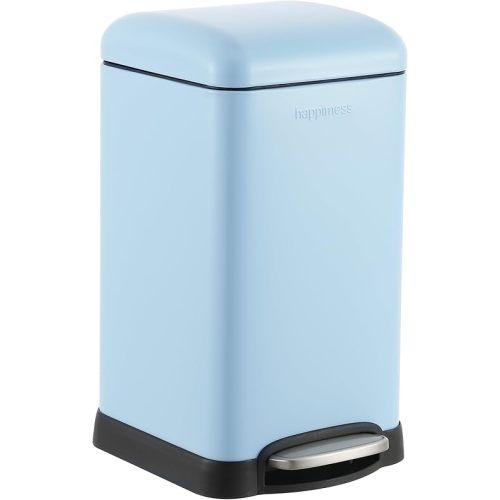 happimess HPM1012H Betty Retro Mini 3.2-Gallon Step-Open Trash Can, Fingerprint Resistant, Modern, Minimalistic for Home, Kitchen, Laundry Room, Office, Bedroom, Bathroom, Tide Pool Blue