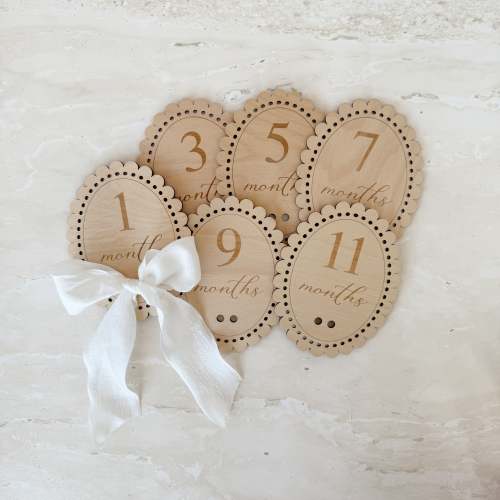 Vintage Bow Baby Milestone Collection - Wooden