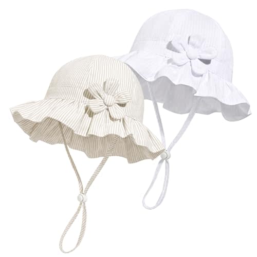 Baby Girl Wide Brim Bucket Hats with UPF 50+ Outdoor Adjustable Beach Hat with Sun Hat