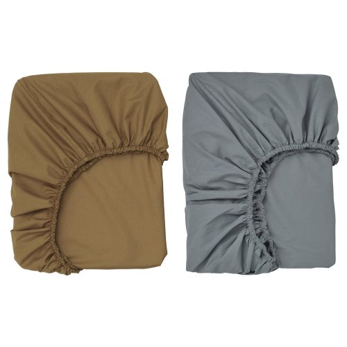 GULDVÄVARE Fitted sheet for cot - dark yellow/blue 70x132 cm