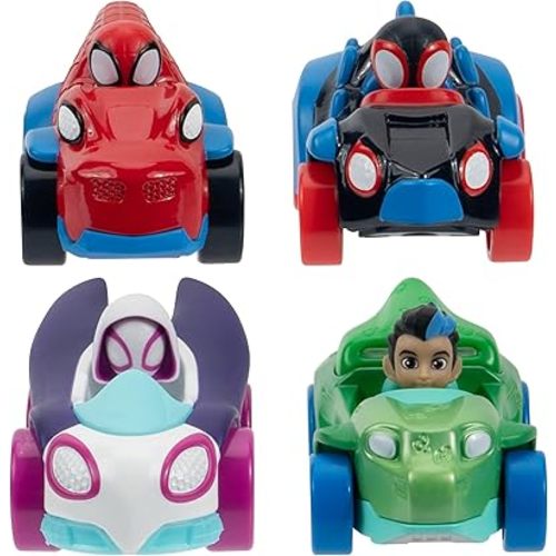 Spidey and his Amazing Friends Marvel Amazing Metals 4 Pack - Four 3-Inch Die-Cast Dino-Webs Vehicles with Built-in-Characters