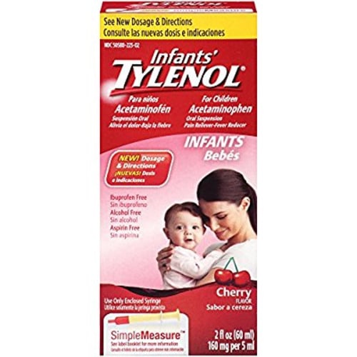 Infants Tylenol Pain Reliever-Fever Reducer, Oral Suspension, Cherry Flavor 2 fl oz (60 ml) - 2 Fluid Ounces - Infant's Tylenol, Drops, Cherry