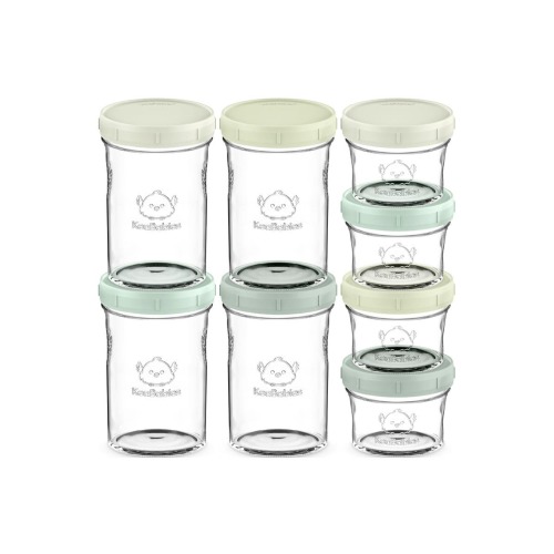 8-Pack Prep Jars Food Glass Containers in Sage